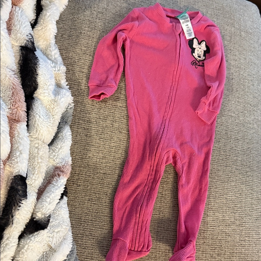 Disney Pink Minnie Mouse Footie One Piece